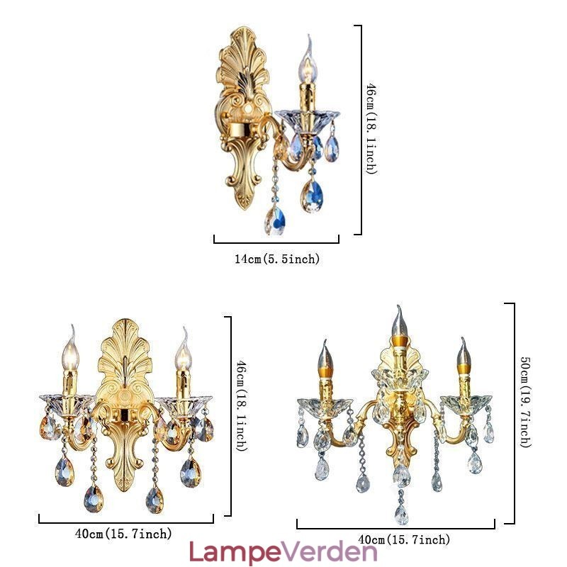 Europæisk væglampe Luksuriøs væglampe Krystaldråbedekorationslampe Sengelampe