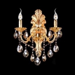 Europæisk væglampe Golden Petal Wall Sconce Exquisite Crystal Drops Light Bedside Lighting