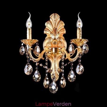 Europæisk væglampe Golden Petal Wall Sconce Exquisite Crystal Drops Light Bedside Lighting Europæisk væglampe Golden Petal Wall Sconce Exquisite Crystal Drops Light Bedside Lighting