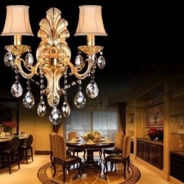 Europæisk væglampe Golden Petal Wall Sconce Exquisite Crystal Drops Light Bedside Lighting