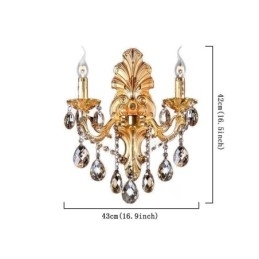 Europæisk væglampe Golden Petal Wall Sconce Exquisite Crystal Drops Light Bedside Lighting