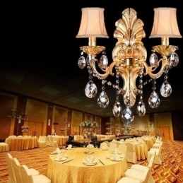 Europæisk væglampe Golden Petal Wall Sconce Exquisite Crystal Drops Light Bedside Lighting