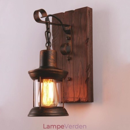 American Vintage Væglampe Industriel LOFT Væglampe Massivt Træ Glas Lampe Lys American Vintage Væglampe Industriel LOFT Væglampe Massivt Træ Glas Lampe Lys