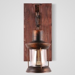 American Vintage Væglampe Industriel LOFT Væglampe Massivt Træ Glas Lampe Lys
