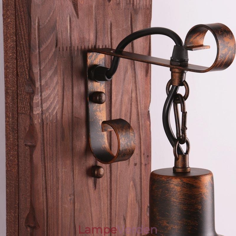 American Vintage Væglampe Industriel LOFT Væglampe Massivt Træ Glas Lampe Lys