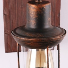 American Vintage Væglampe Industriel LOFT Væglampe Massivt Træ Glas Lampe Lys