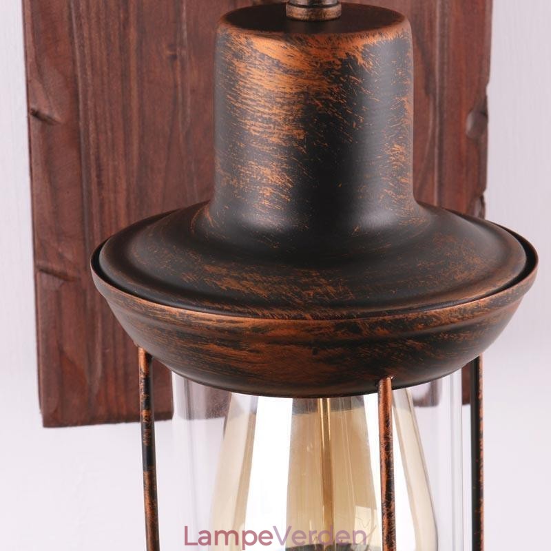 American Vintage Væglampe Industriel LOFT Væglampe Massivt Træ Glas Lampe Lys