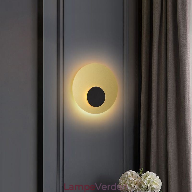 Nordic Wall Light Sort Guld Rund Fuld Kobber Væglampe