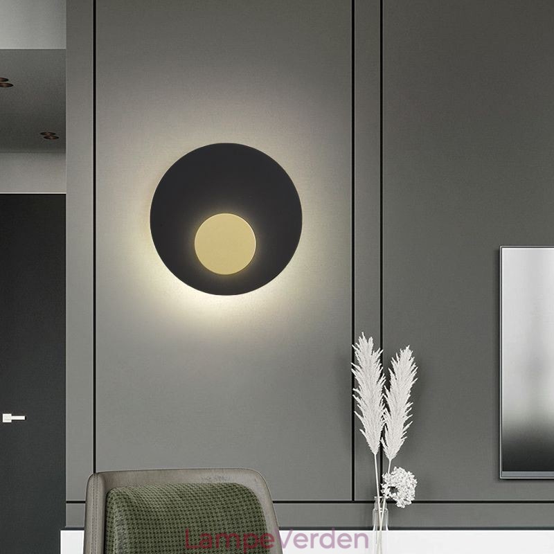 Nordic Wall Light Sort Guld Rund Fuld Kobber Væglampe