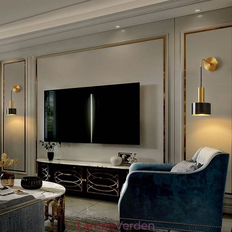 Moderne Væglampe Sort Guld Kontrastfarve Væglampe