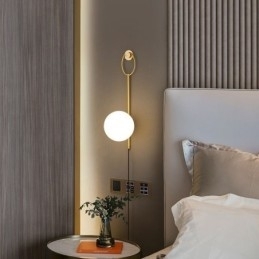 Moderne Globe Væglampe Børstet Guld Glas Væglampe