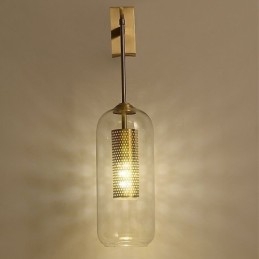 Nordic Messing Væglampe Indvendig udhulet Cylinder Glas Lampeskærm