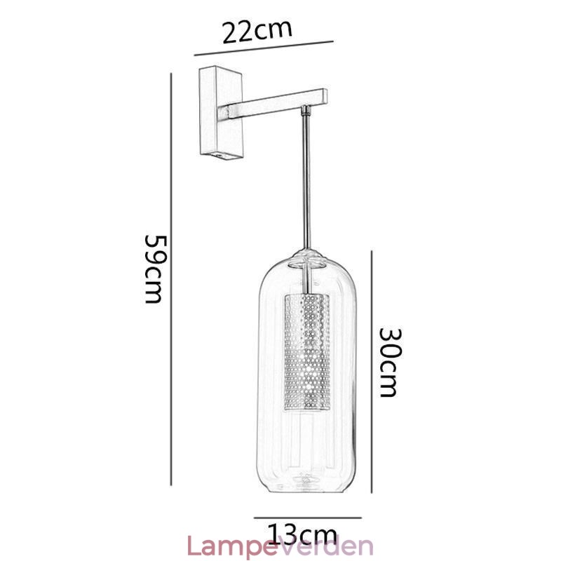 Nordic Messing Væglampe Indvendig udhulet Cylinder Glas Lampeskærm