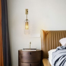 Nordic Messing Væglampe Indvendig udhulet Cylinder Glas Lampeskærm