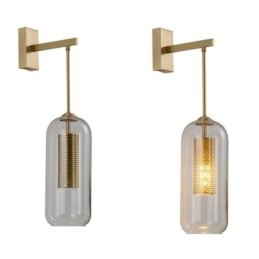 Nordic Messing Væglampe Indvendig udhulet Cylinder Glas Lampeskærm