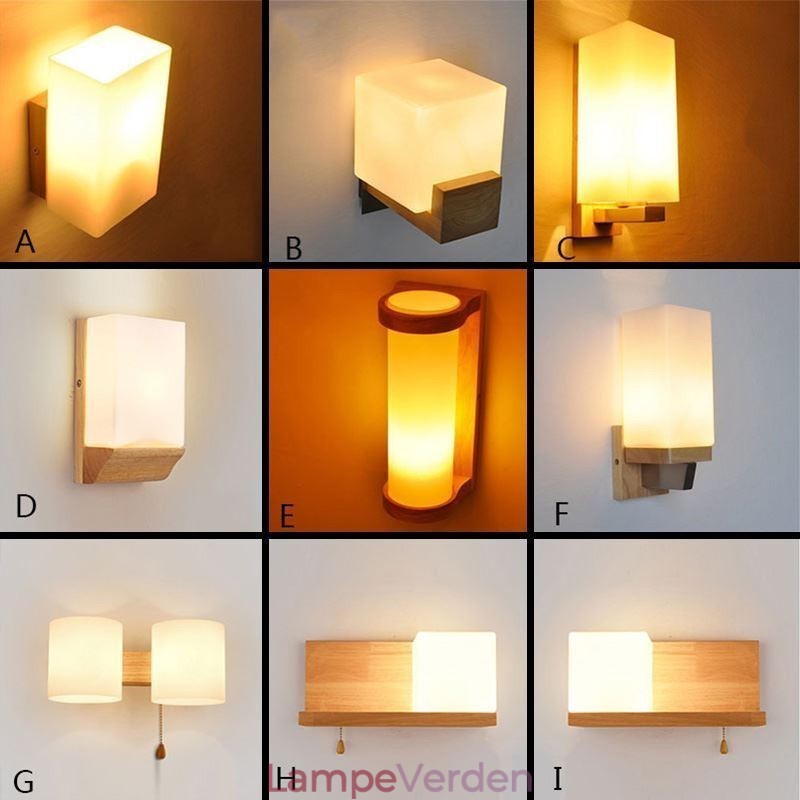 Nordic Wood Væglampe Glas Lampeskærm Sconce Light