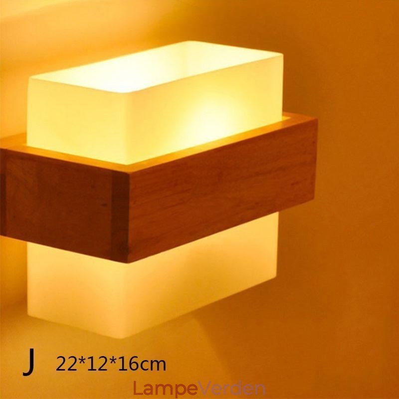 Nordic Wood Væglampe Glas Lampeskærm Sconce Light