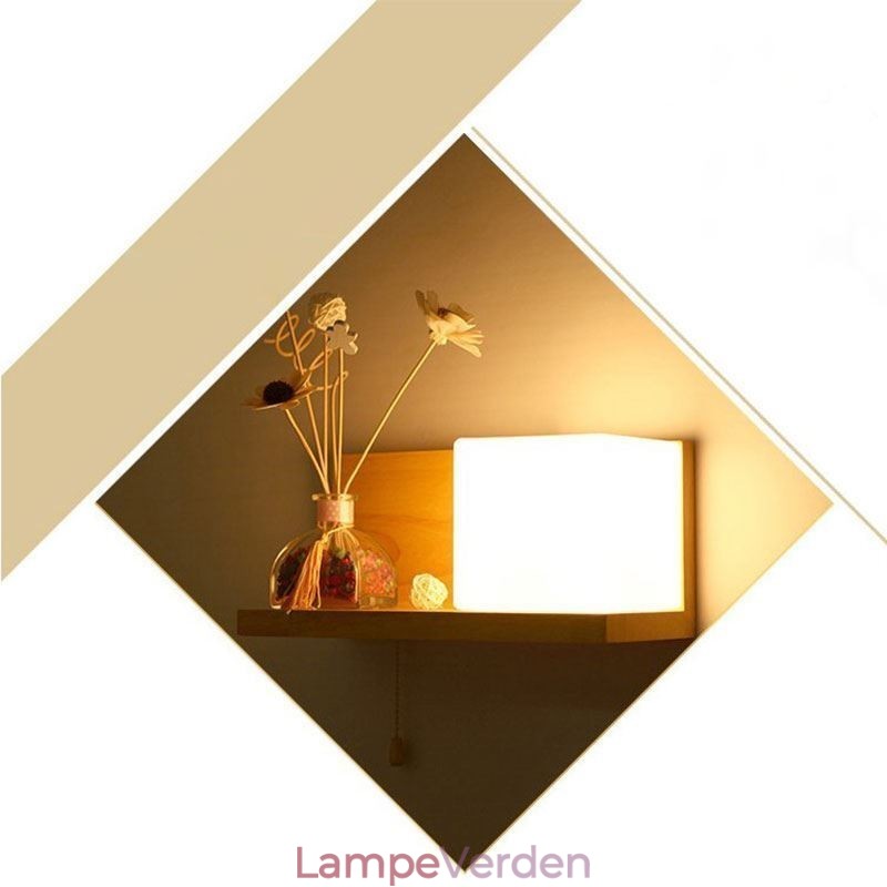 Nordic Wood Væglampe Glas Lampeskærm Sconce Light