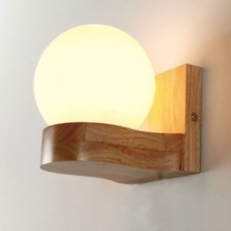 Nordic Solid Wood Væglampe Hyggelig Kugleform Sconce Light