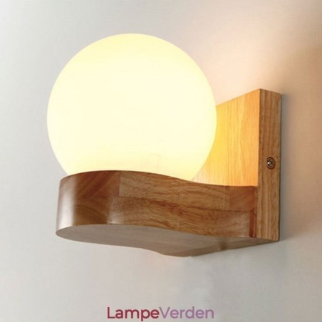 Nordic Solid Wood Væglampe Hyggelig Kugleform Sconce Light Nordic Solid Wood Væglampe Hyggelig Kugleform Sconce Light