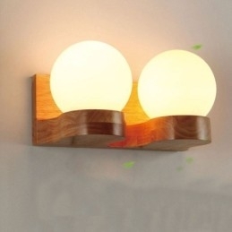 Nordic Solid Wood Væglampe Hyggelig Kugleform Sconce Light