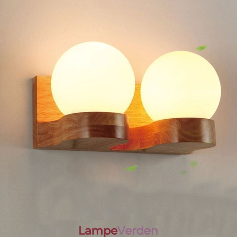 Nordic Solid Wood Væglampe Hyggelig Kugleform Sconce Light