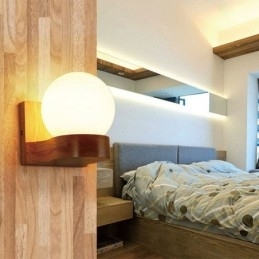 Nordic Solid Wood Væglampe Hyggelig Kugleform Sconce Light