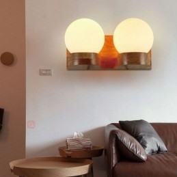 Nordic Solid Wood Væglampe Hyggelig Kugleform Sconce Light