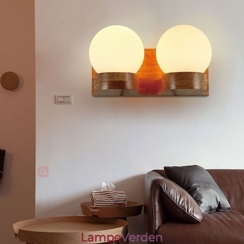 Nordic Solid Wood Væglampe Hyggelig Kugleform Sconce Light