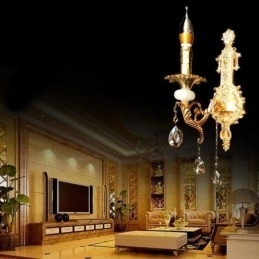 Europæisk væglampe Luksuriøs væglampe Crystal Drop Lampe Sengelampe