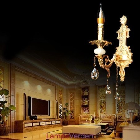 Europæisk væglampe Luksuriøs væglampe Crystal Drop Lampe Sengelampe Europæisk væglampe Luksuriøs væglampe Crystal Drop Lampe Sengelampe