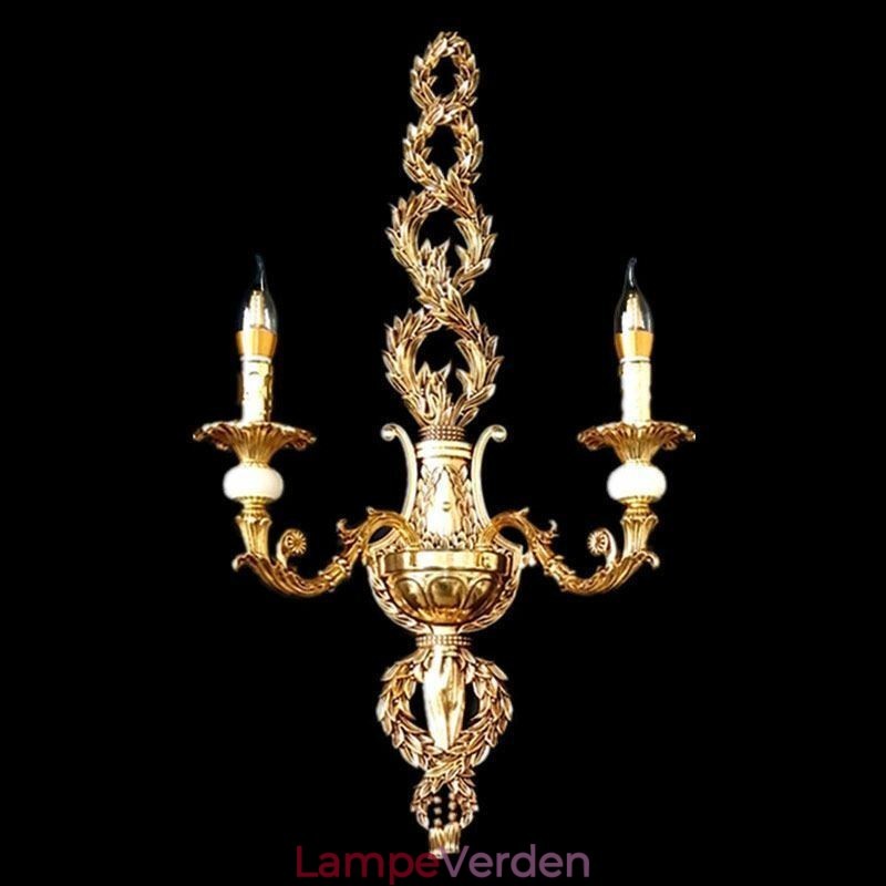 Europæisk væglampe Luksuriøs kronblad væglampe Jade dekorationslampe Sengelampe