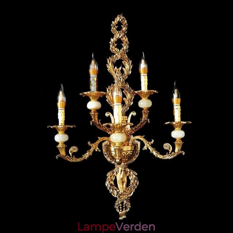 Europæisk væglampe Luksuriøs kronblad væglampe Jade dekorationslampe Sengelampe