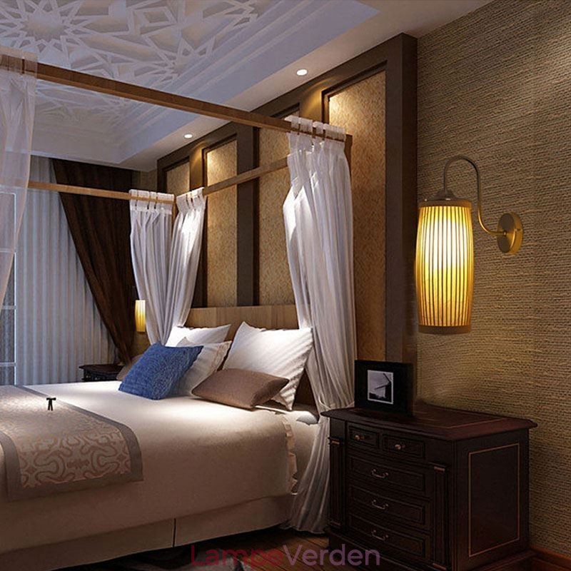 Talje Tromle Design Væglampe Kreativ Bambus Væglampet Bedside Trapper Landligt belysning