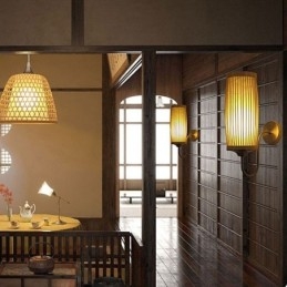 Talje Tromle Design Væglampe Kreativ Bambus Væglampet Bedside Trapper Landligt belysning