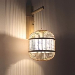 Cage Design Væglampe Creative Bamboo Hanging Wall Sconce Bedside Dekorative Light