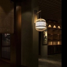 Cage Design Væglampe Creative Bamboo Hanging Wall Sconce Bedside Dekorative Light