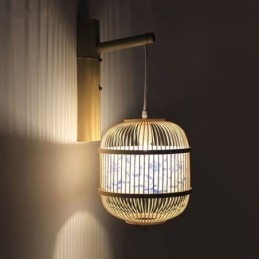 Cage Design Væglampe Creative Bamboo Hanging Wall Sconce Bedside Dekorative Light