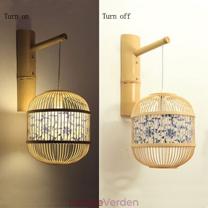 Cage Design Væglampe Creative Bamboo Hanging Wall Sconce Bedside Dekorative Light