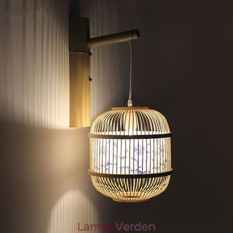 Cage Design Væglampe Creative Bamboo Hanging Wall Sconce Bedside Dekorative Light