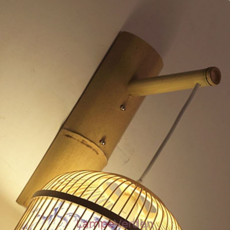 Cage Design Væglampe Creative Bamboo Hanging Wall Sconce Bedside Dekorative Light