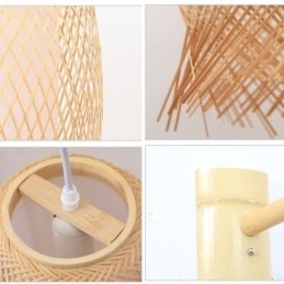 Nedadgående bambus væglampe landlig rund væglampe Bedside Teahouse Creative Light