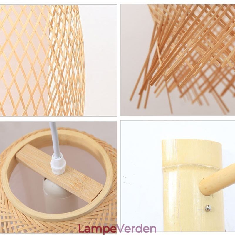 Nedadgående bambus væglampe landlig rund væglampe Bedside Teahouse Creative Light
