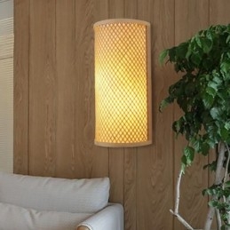 Halvcylindrisk bambus væglampe Kreativ sengelampe væglampetrappe Landlige belysning