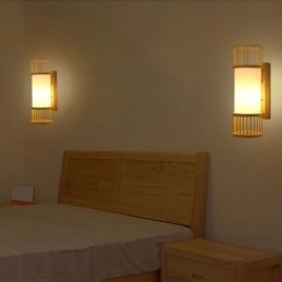 Lodret bambus væglampe Kreativ rund væglampet Sengetrappebelysning