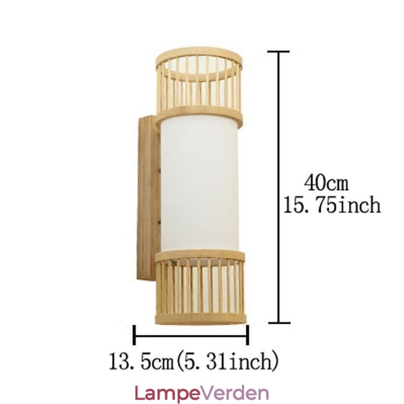 Lodret bambus væglampe Kreativ rund væglampet Sengetrappebelysning