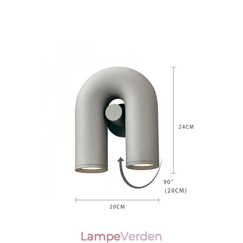 Væglampe U-form Minimalistisk kreativ væglampe 90 roterende lampeskærm