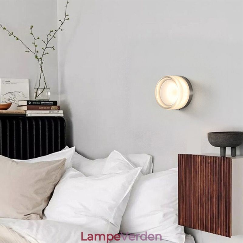 Væglampe Moderne Minimalistisk Akryl Enkelt Hoved Rundt Smedejern Lille Væglampe