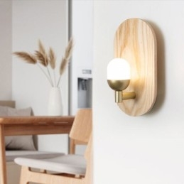 Dekoration Væg Trælampe Entré Ganglys Nordic Bedside Wall Light