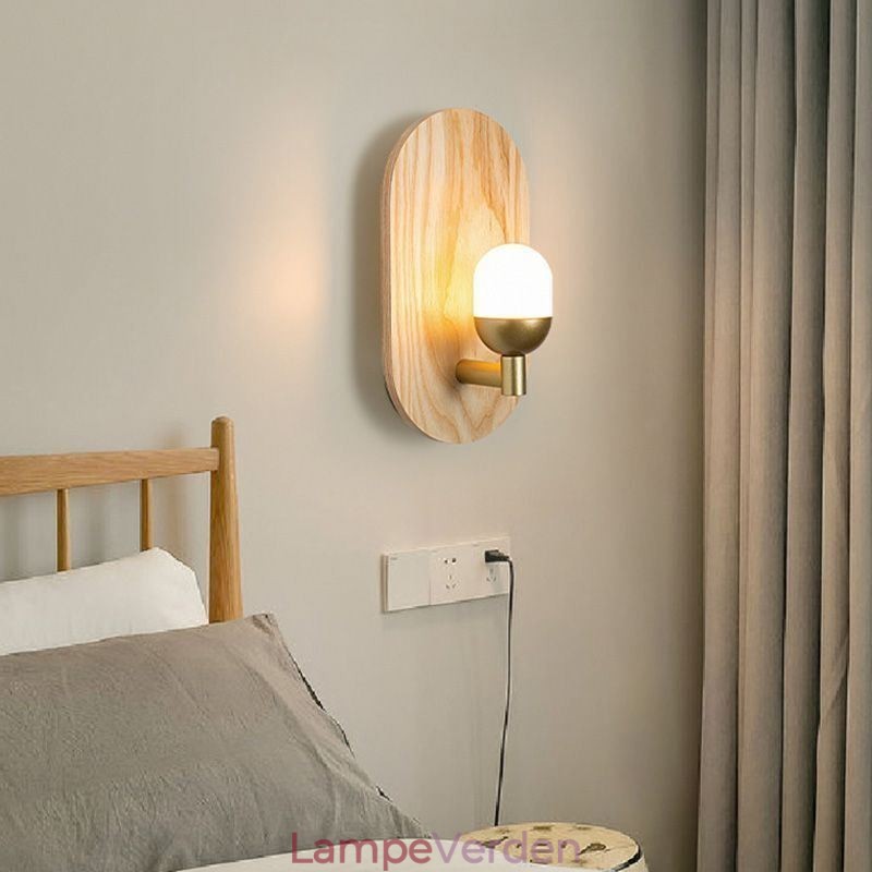 Dekoration Væg Trælampe Entré Ganglys Nordic Bedside Wall Light